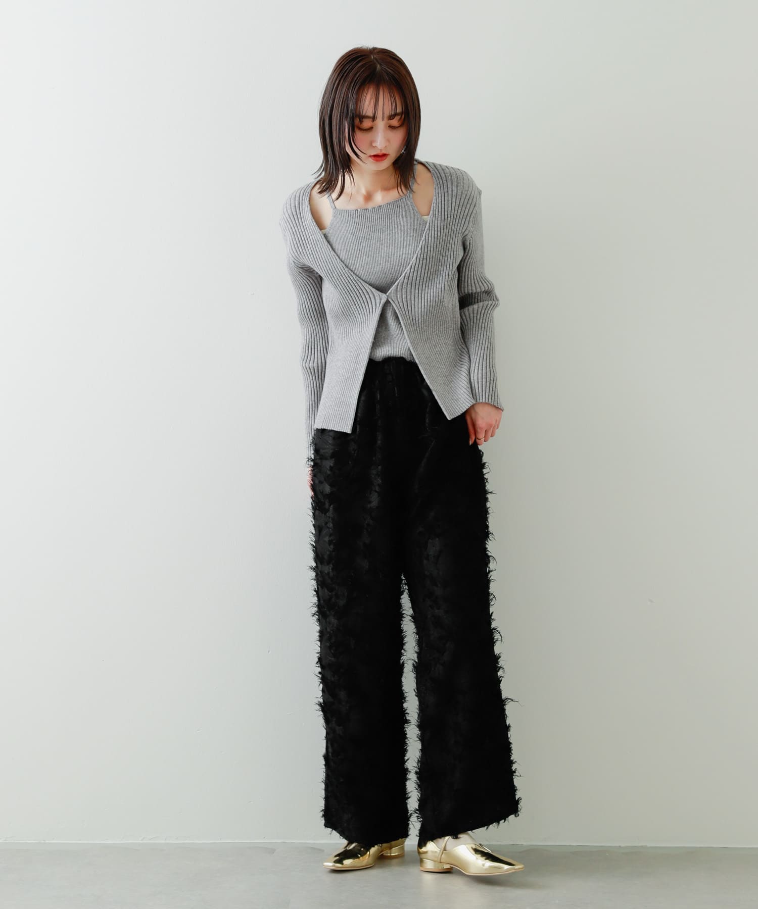 メタリックポインテッドシューズ GOLD S