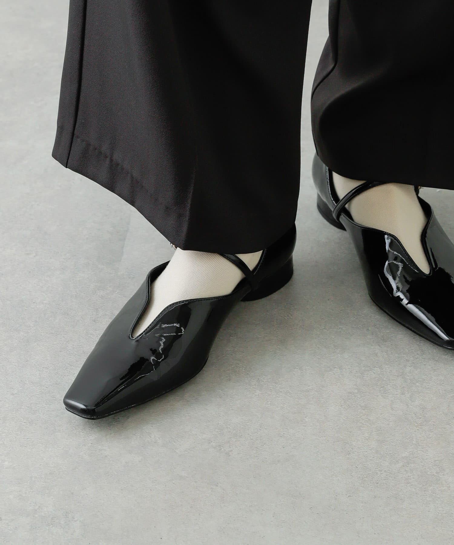メタリックポインテッドシューズ BLACK S