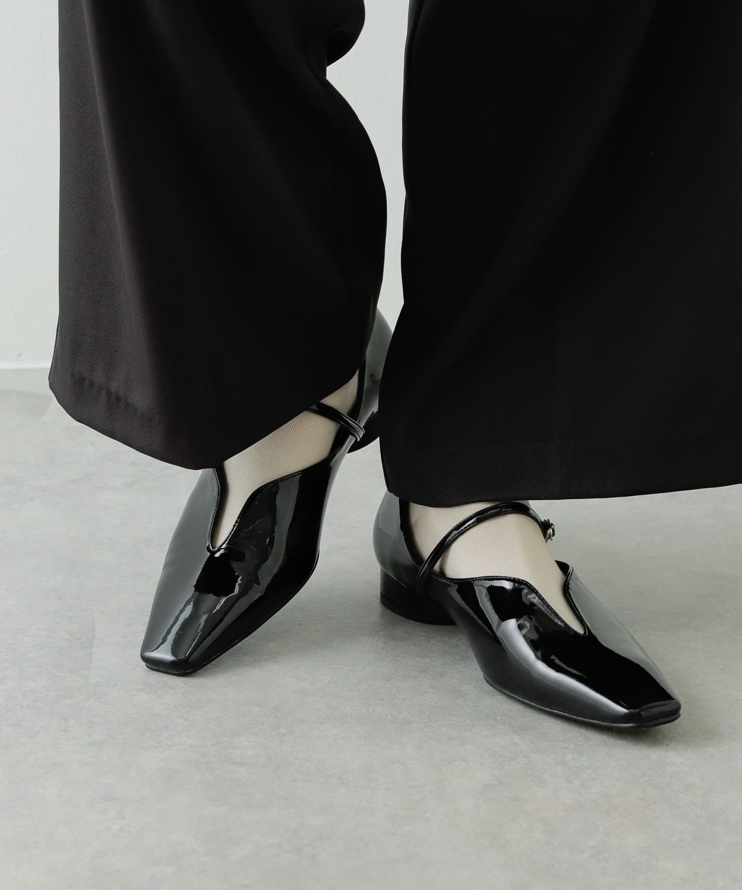 メタリックポインテッドシューズ BLACK S