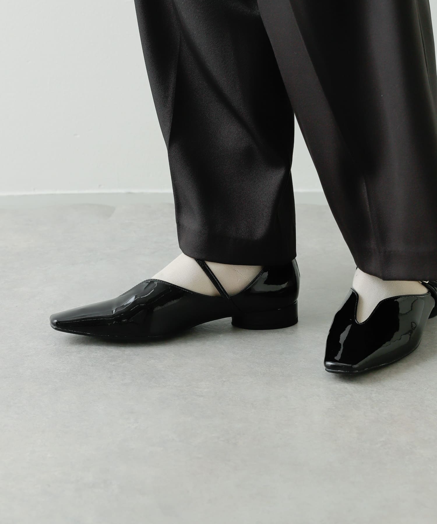 メタリックポインテッドシューズ BLACK S