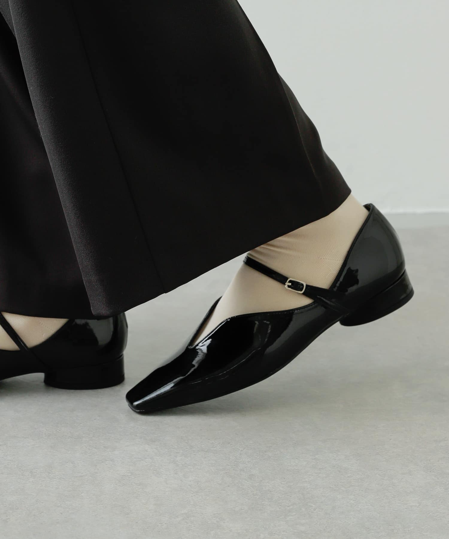 メタリックポインテッドシューズ BLACK S