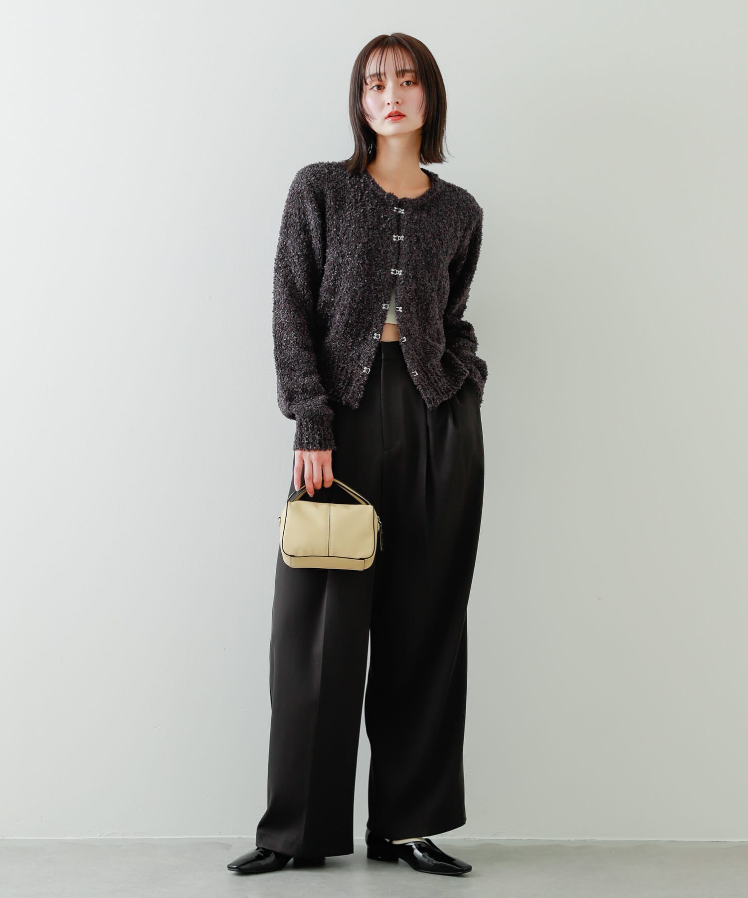 メタリックポインテッドシューズ BLACK S