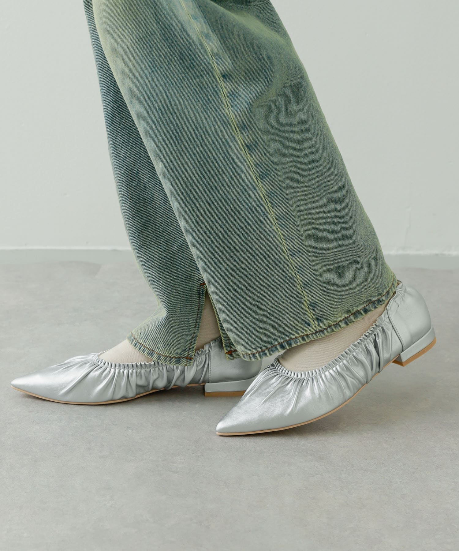 ギャザーフラットシューズ SILVER S