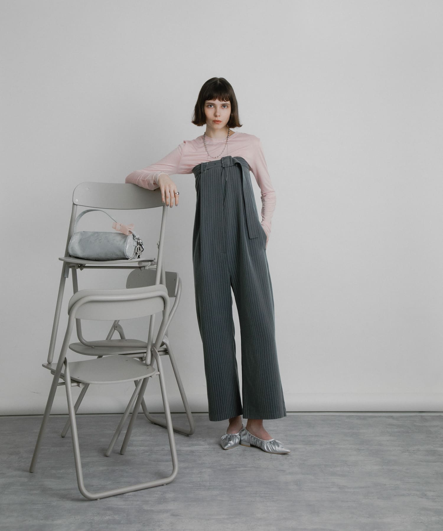 ギャザーフラットシューズ SILVER S