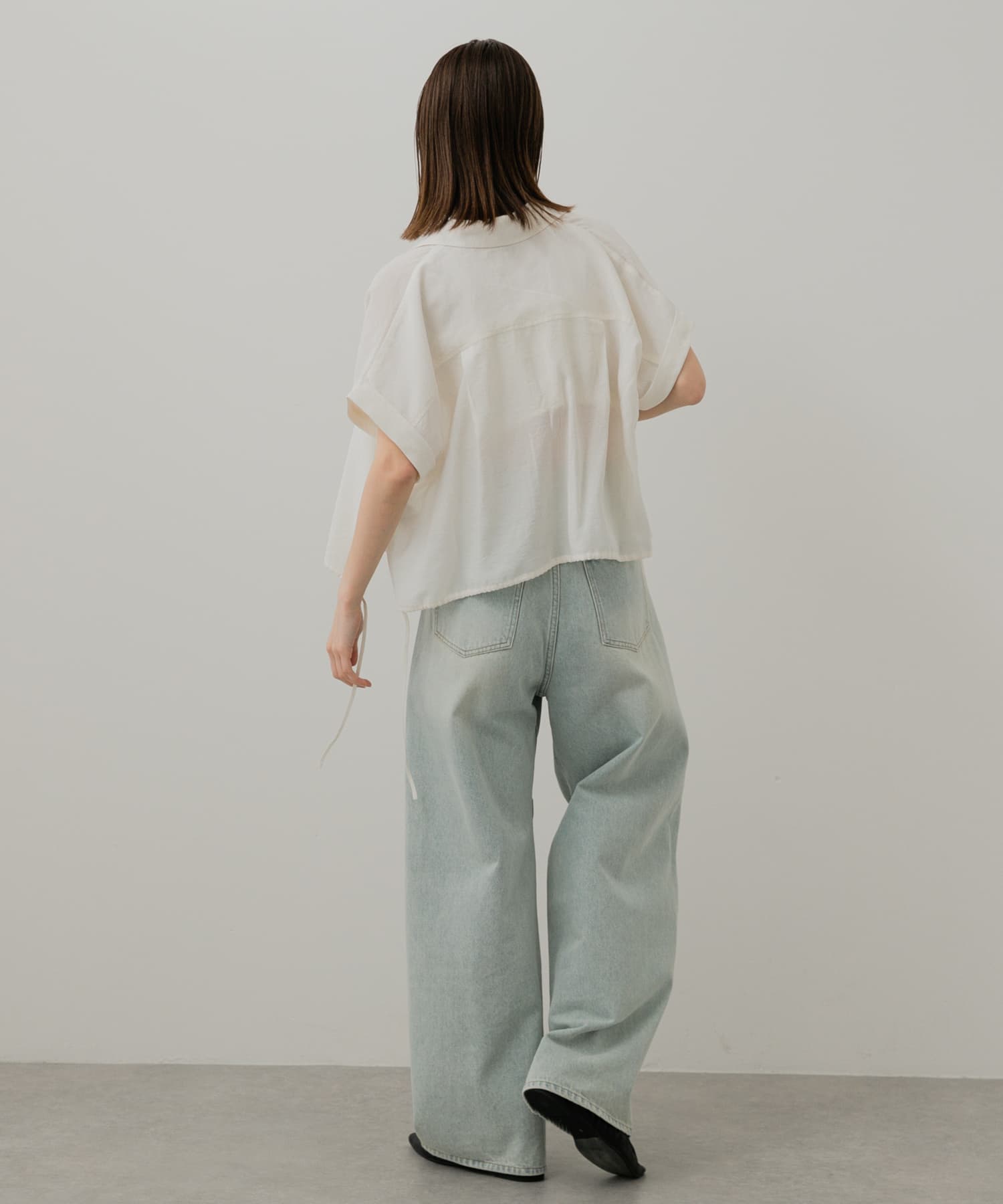 ギャザーフラットシューズ BLACK S