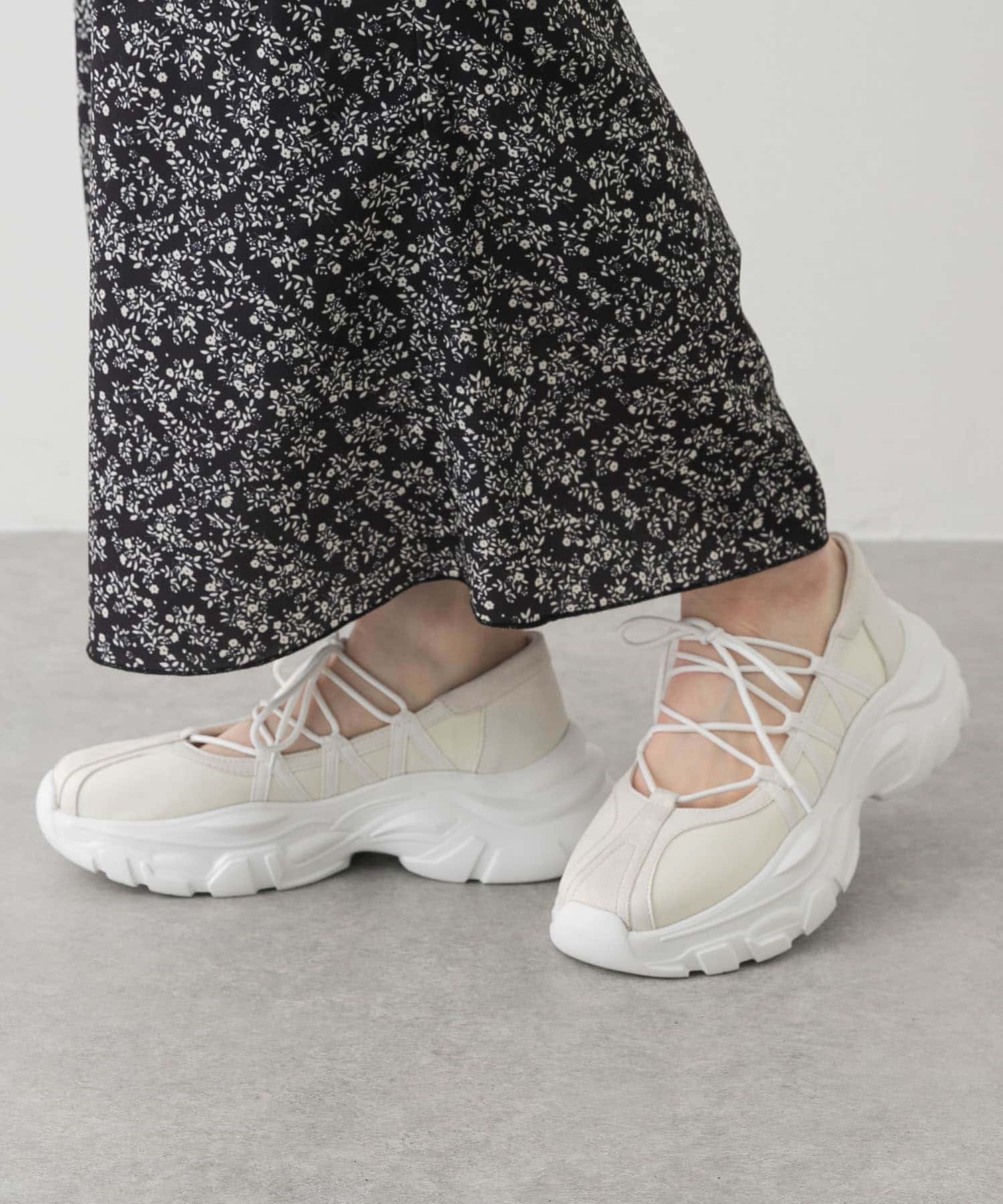 抗菌』『消臭』レースアップバレエスニーカー(S IVORY): シューズ