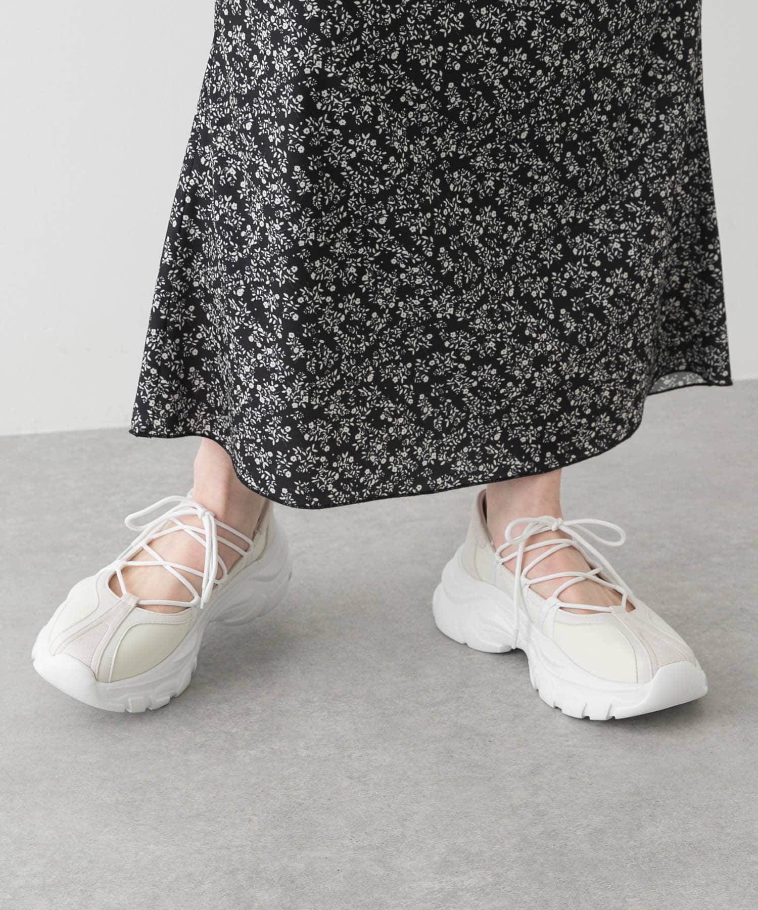 抗菌』『消臭』レースアップバレエスニーカー(S IVORY): シューズ