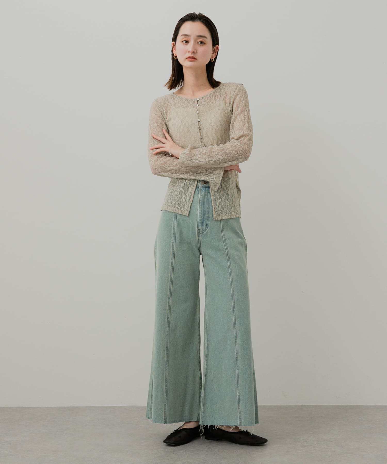 ハートチュールフラットシューズ BLACK S