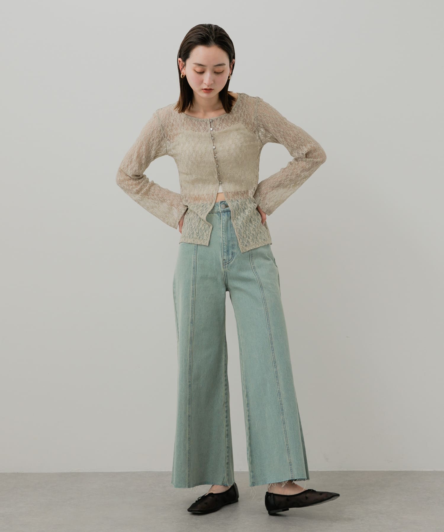 ハートチュールフラットシューズ BLACK S