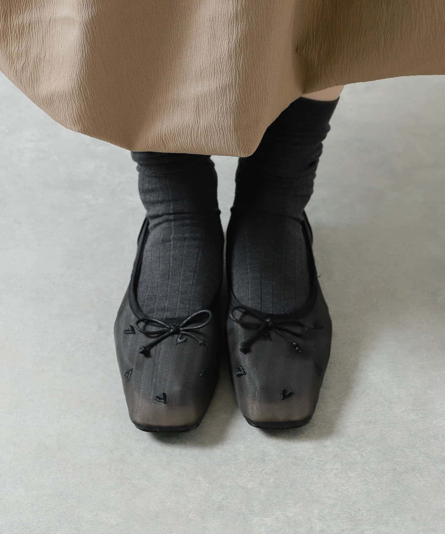ハートチュールフラットシューズ BLACK S
