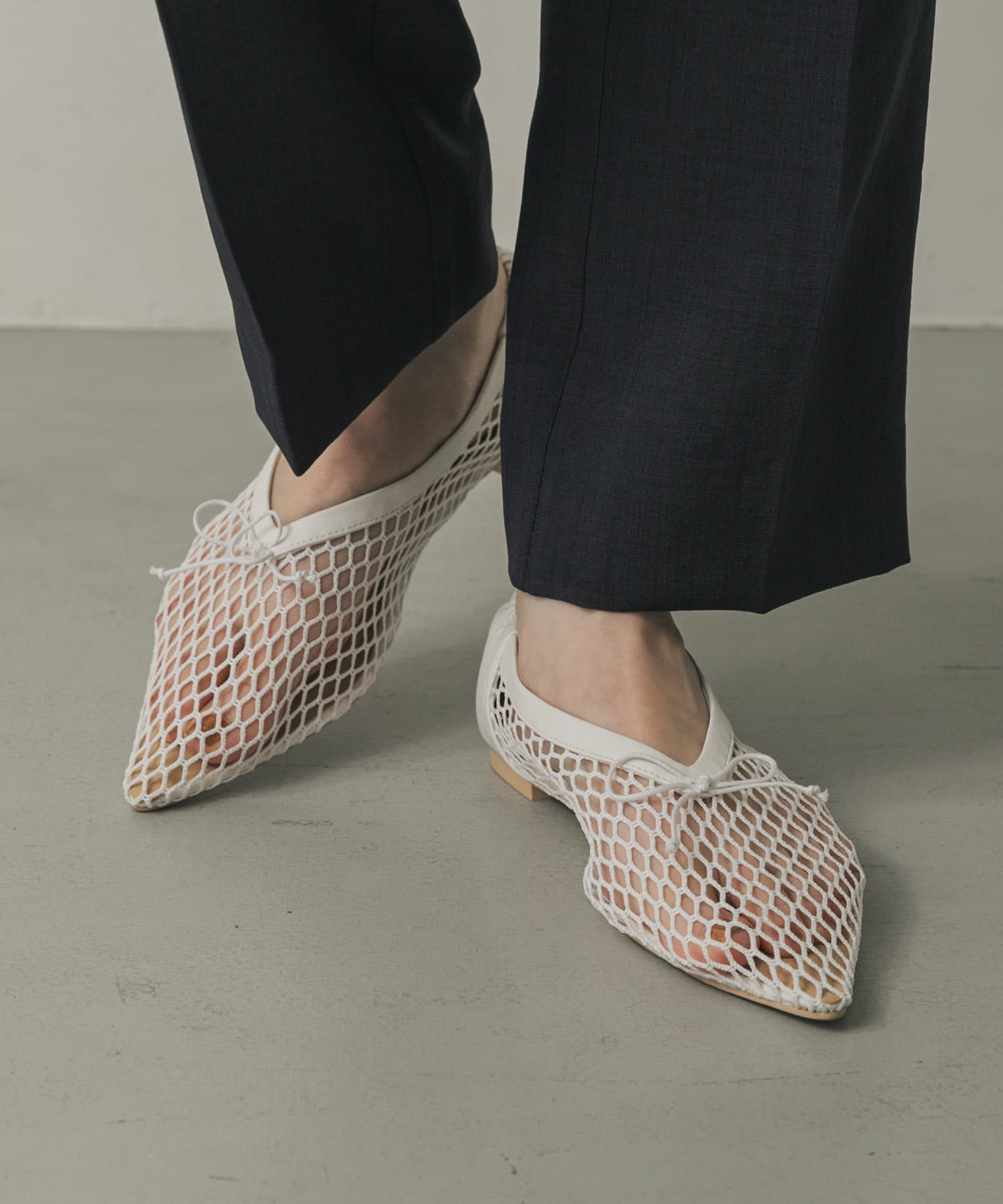 メッシュポインテッドシューズ IVORY S