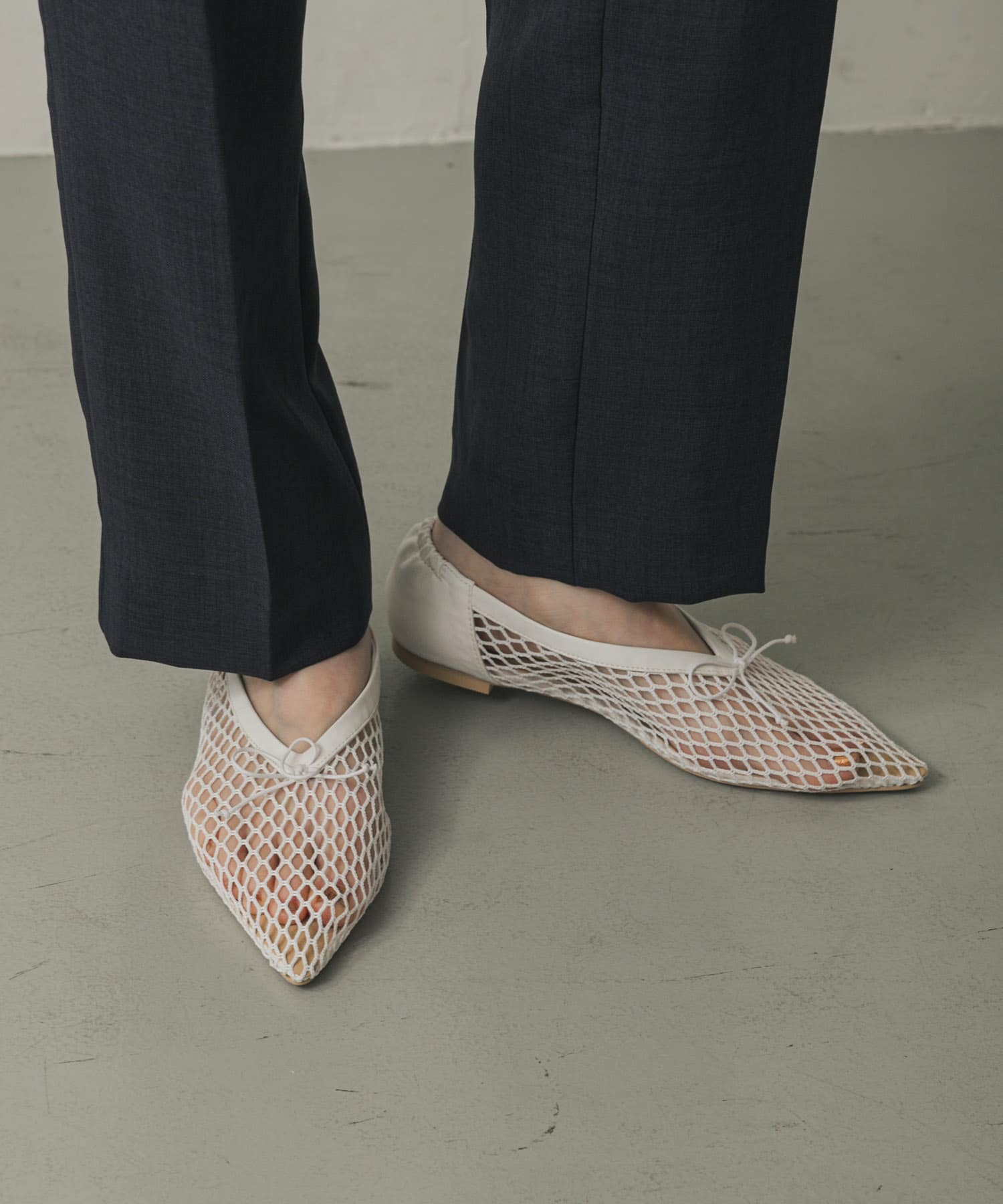 メッシュポインテッドシューズ IVORY S