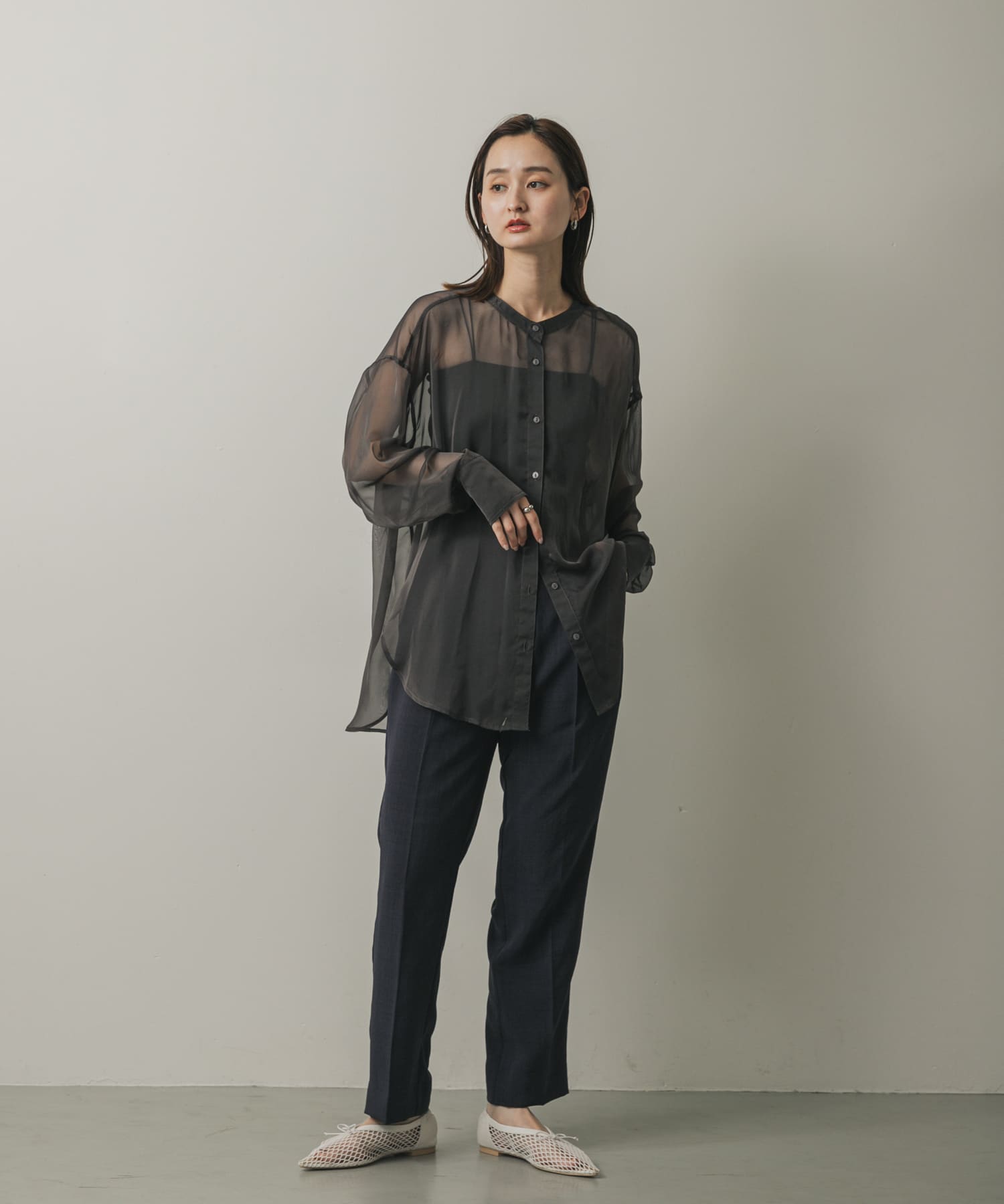 メッシュポインテッドシューズ IVORY S