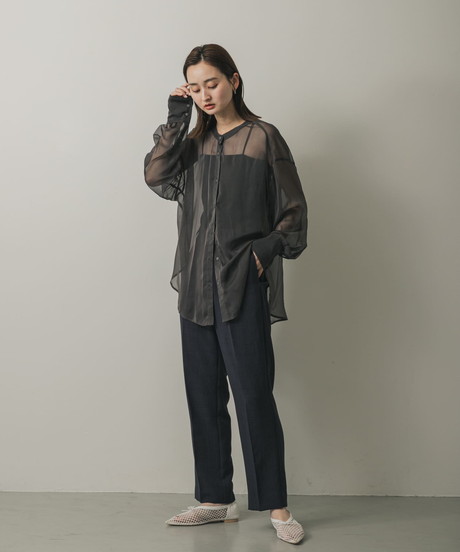 メッシュポインテッドシューズ IVORY S