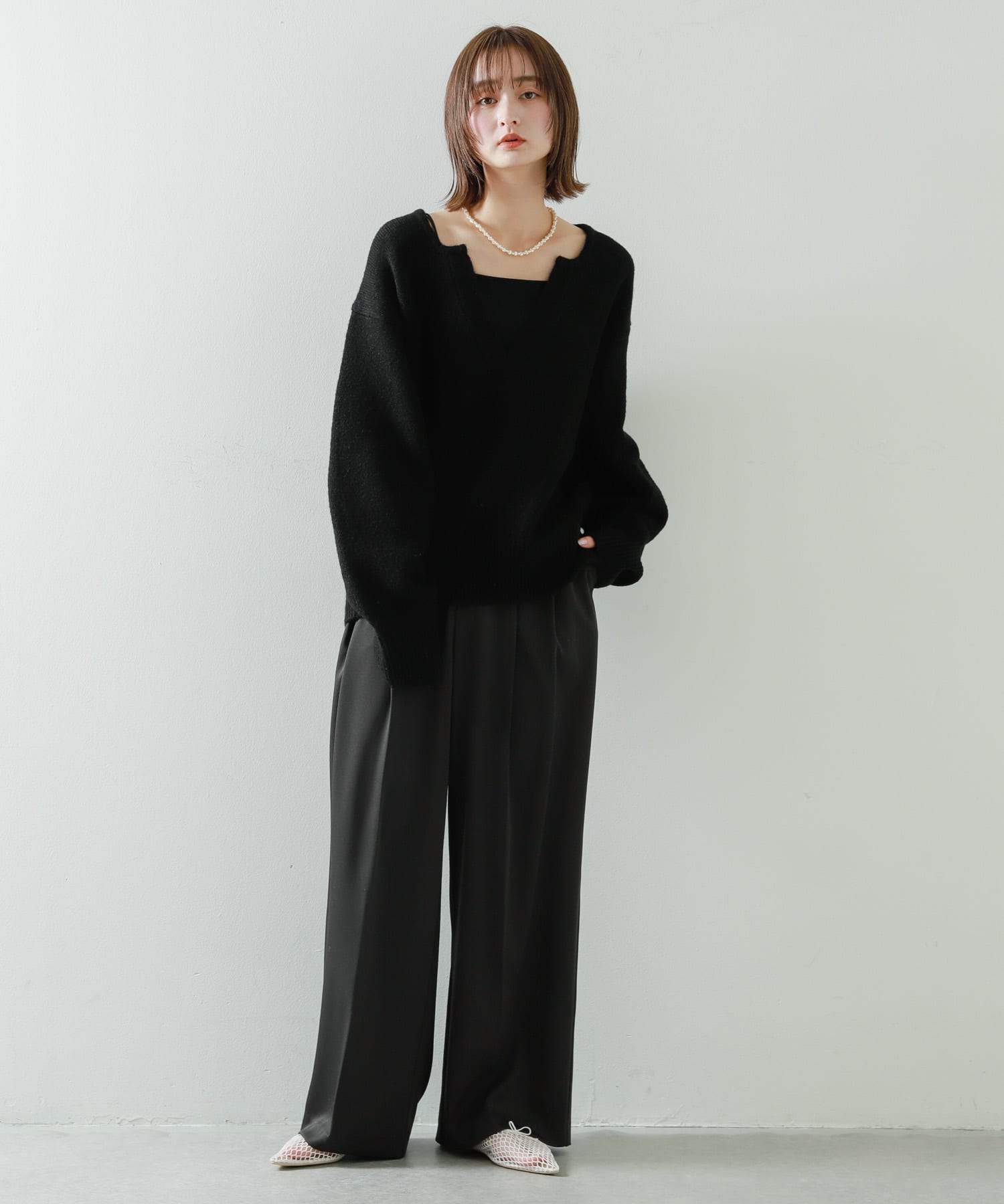 メッシュポインテッドシューズ IVORY S