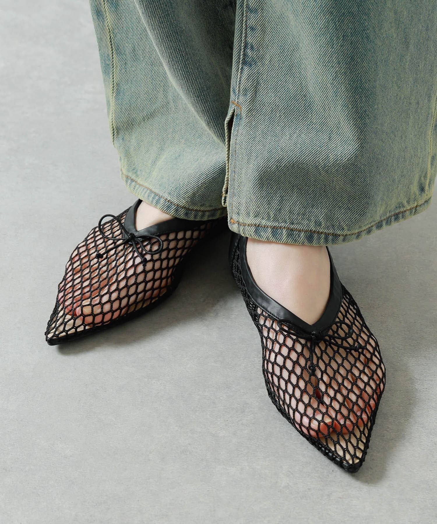 メッシュポインテッドシューズ BLACK S