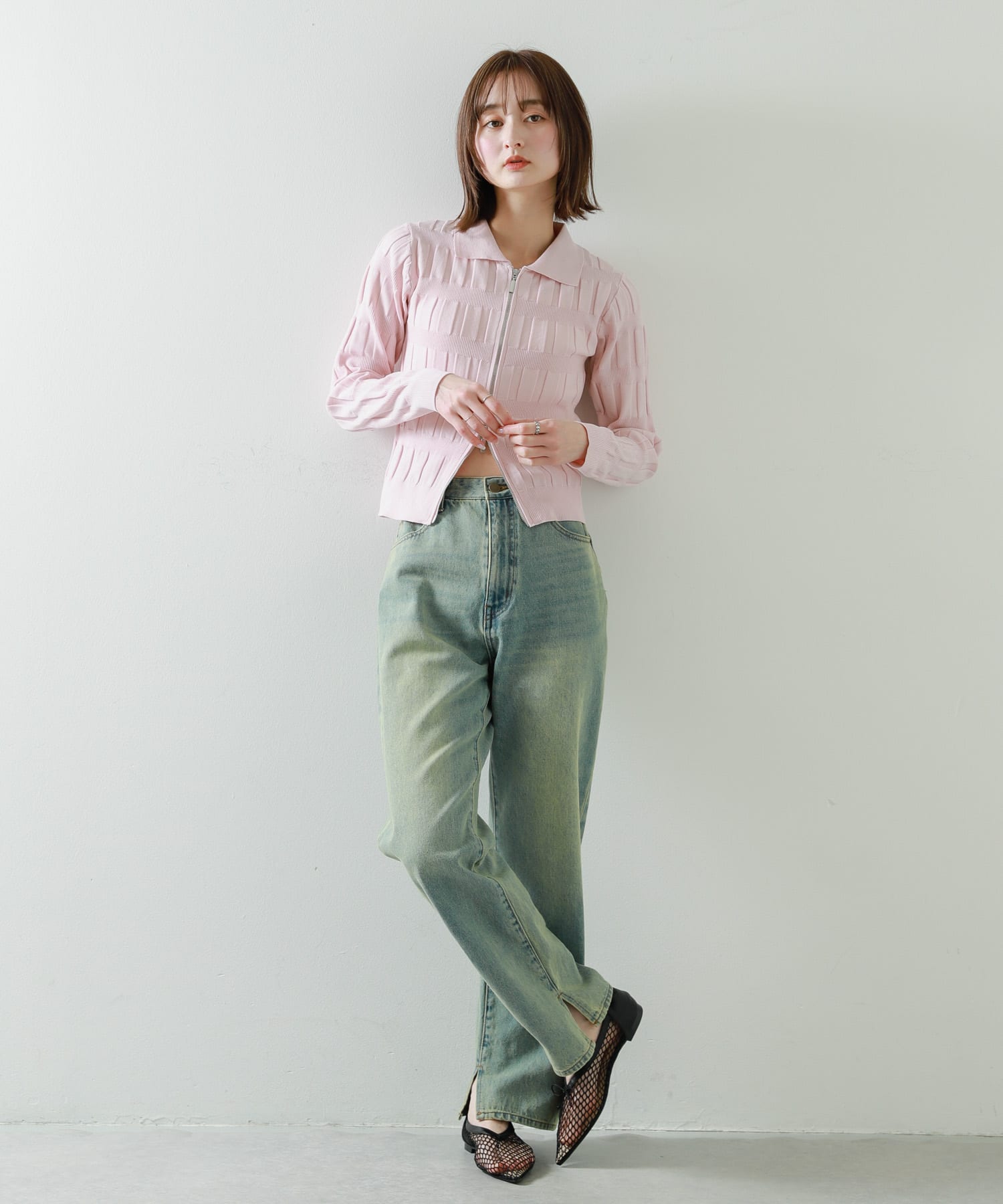 メッシュポインテッドシューズ BLACK S