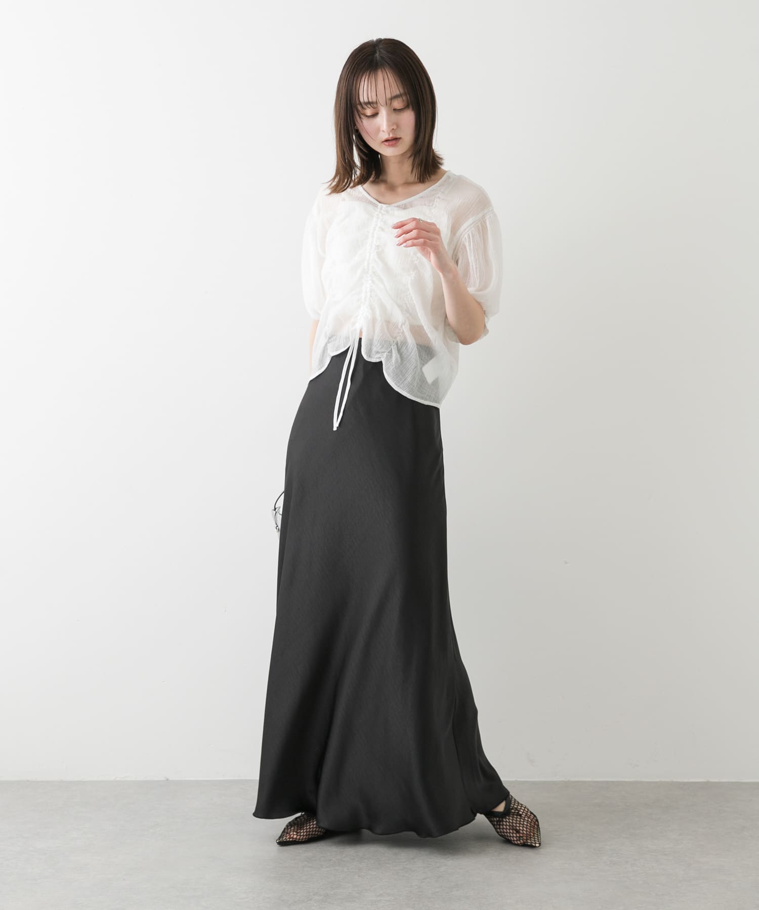 メッシュポインテッドシューズ BLACK S