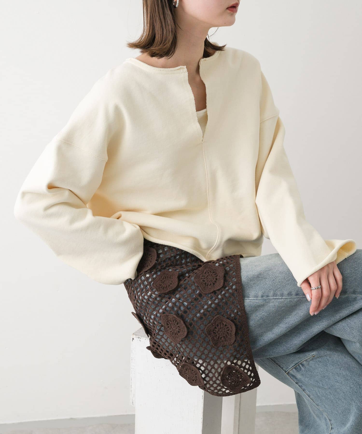 フラワークロシェマキスカート BROWN one