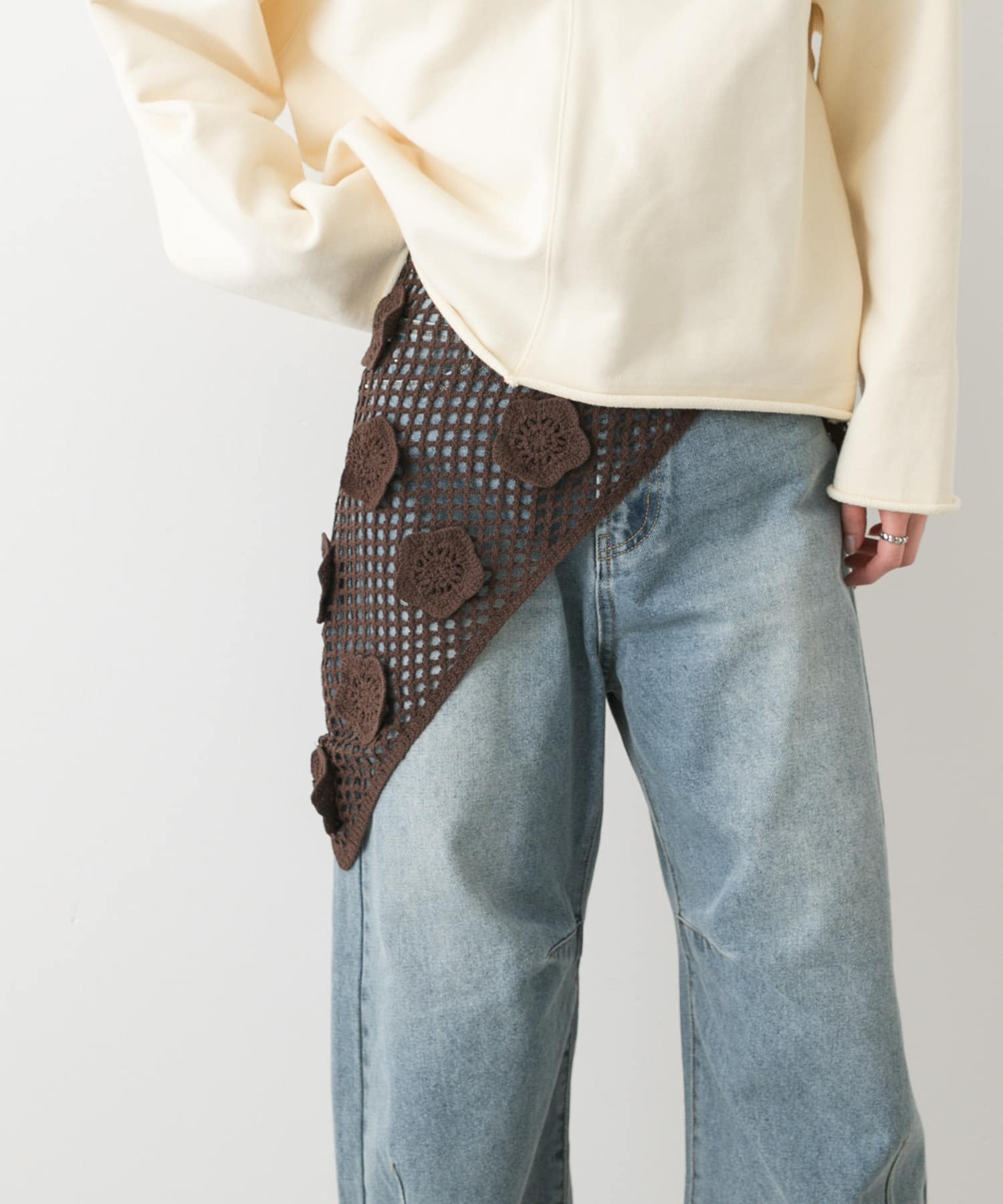 フラワークロシェマキスカート BROWN one