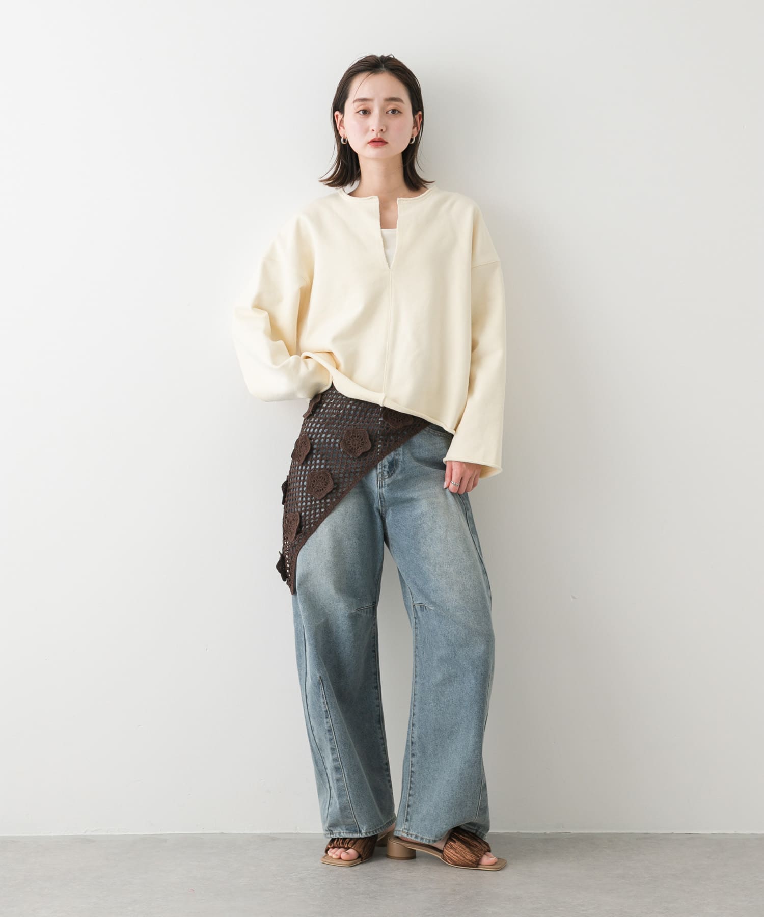 フラワークロシェマキスカート BROWN one