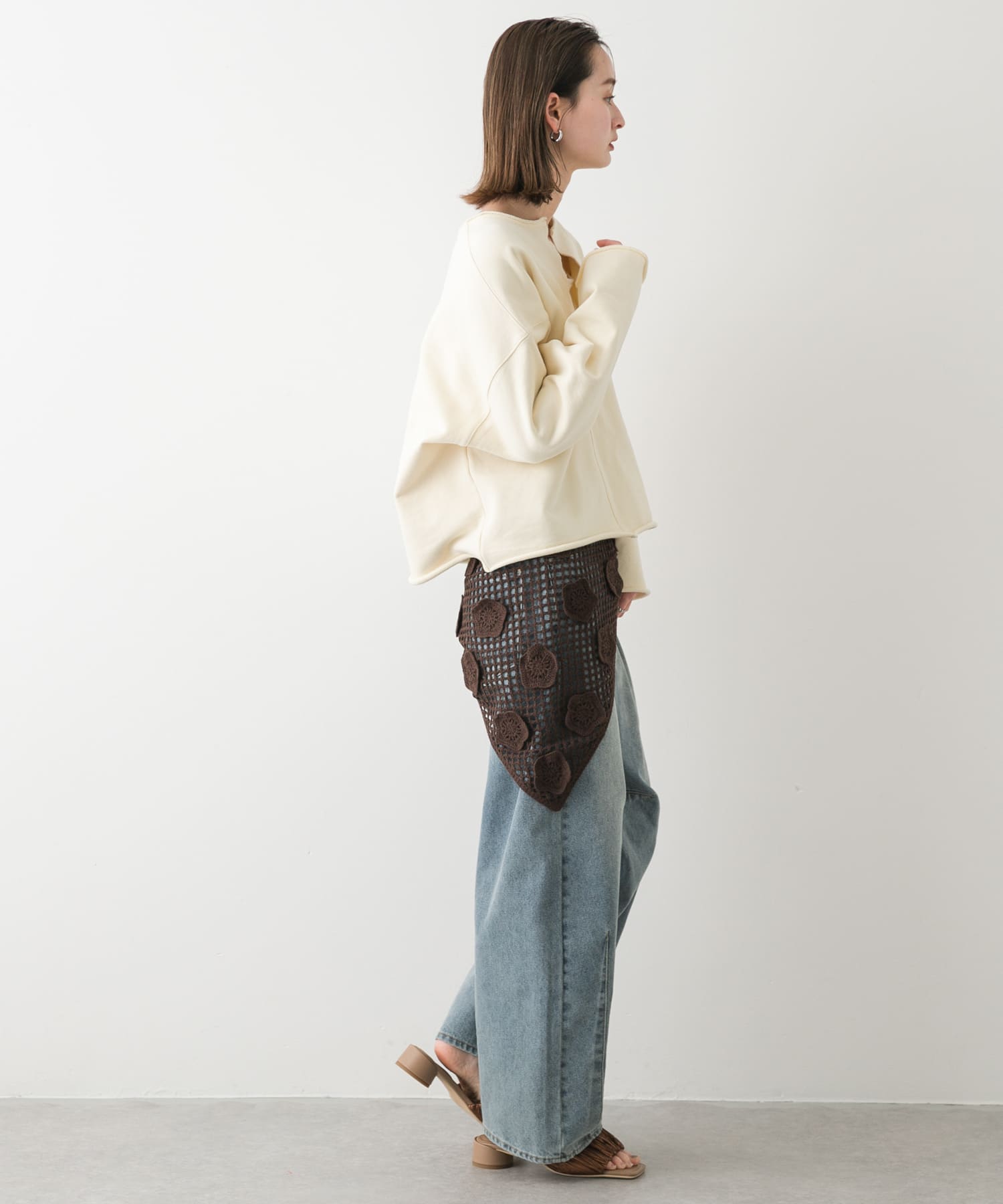 フラワークロシェマキスカート BROWN one