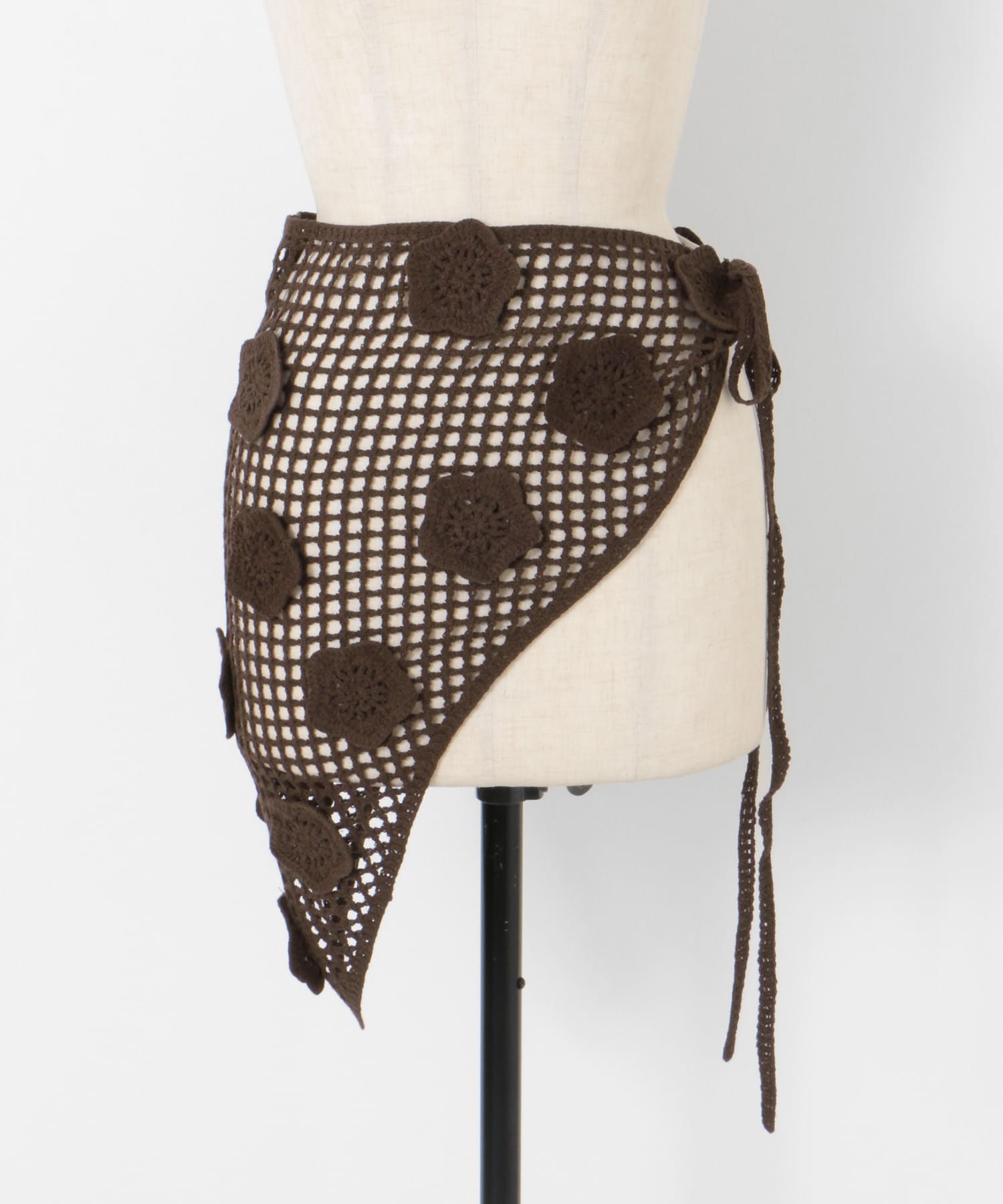 フラワークロシェマキスカート BROWN one