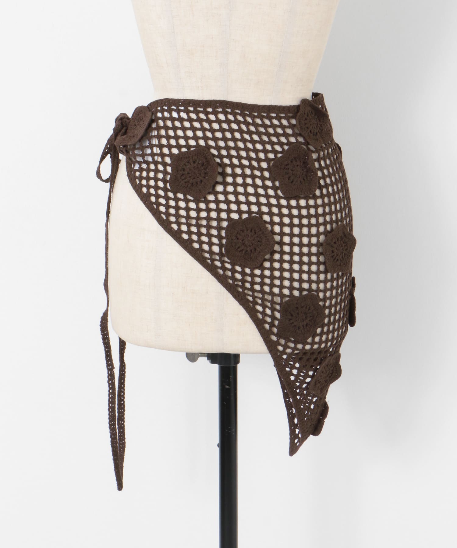 フラワークロシェマキスカート BROWN one