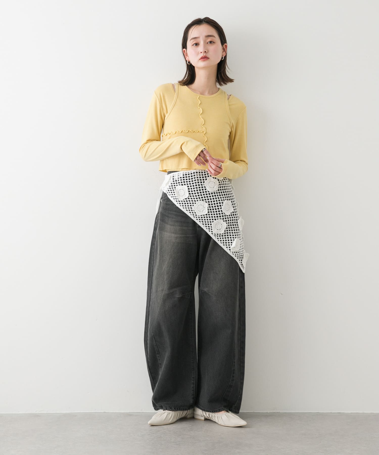 フラワークロシェマキスカート IVORY one