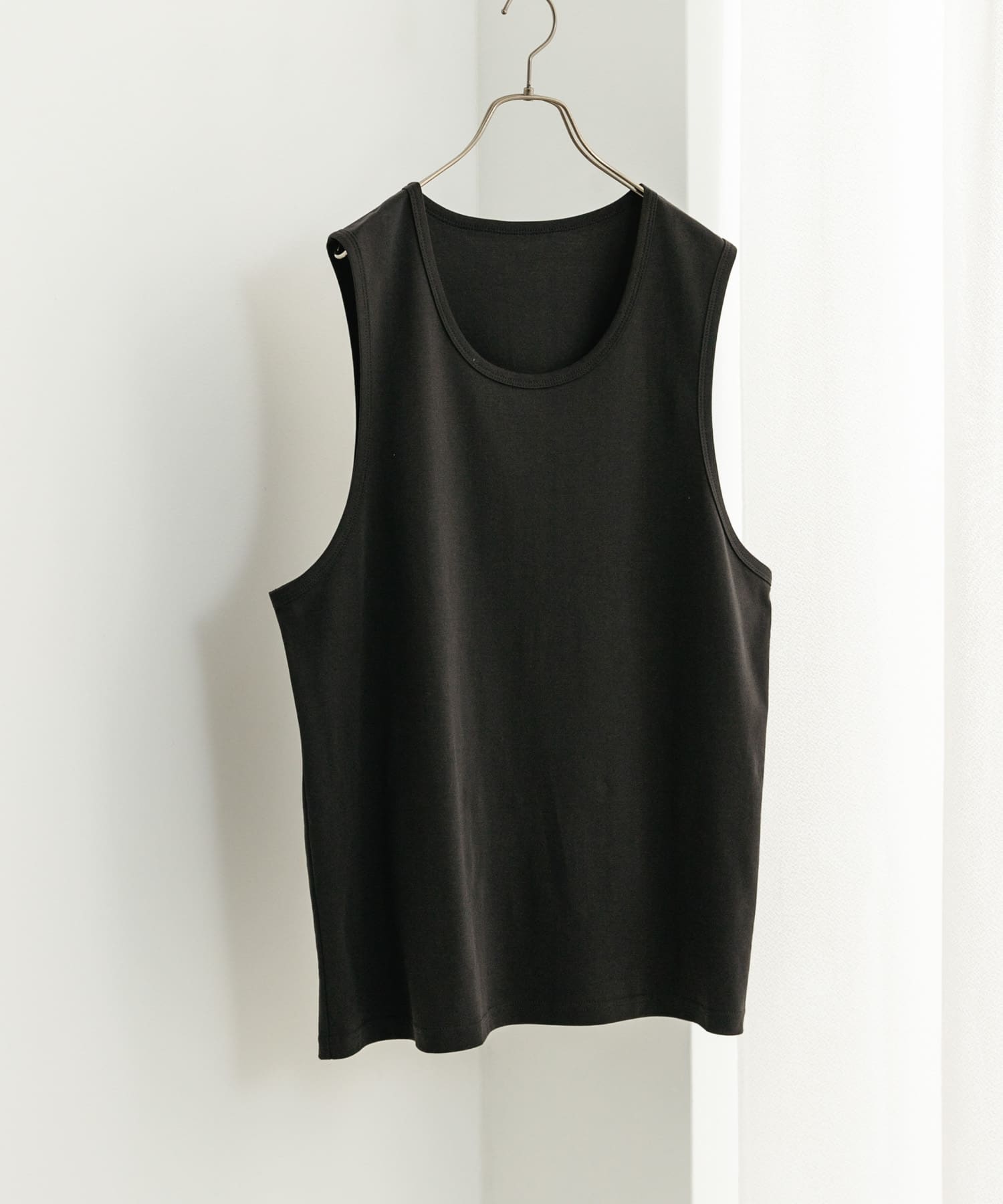 コットンスムースタンクトップ BLACK M
