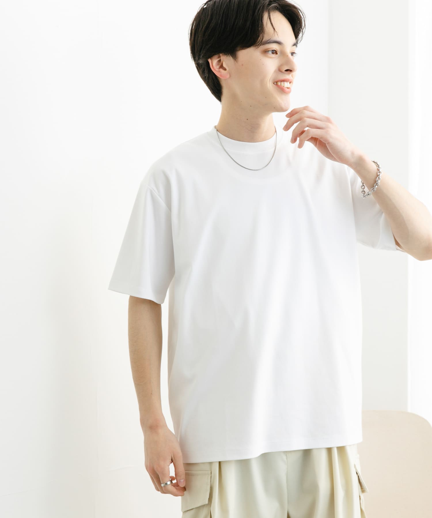 コットンスムースショートスリーブTシャツ WHITE M
