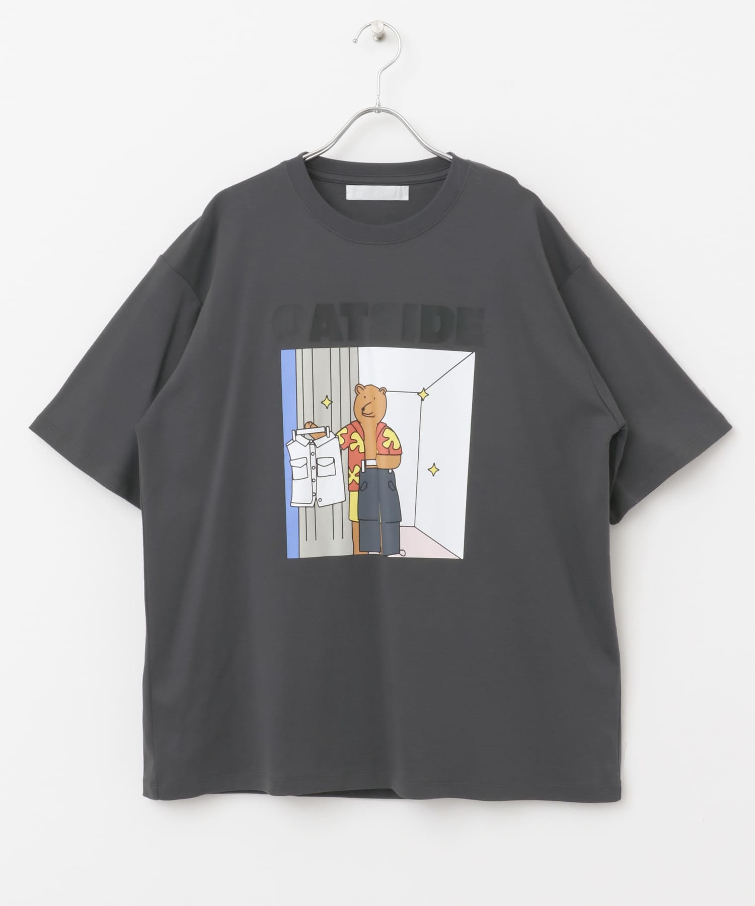 『別注』OATSIDE×SENSE OF PLACE　グラフィックショートスリーブ Tシャツ B CHARCOAL M