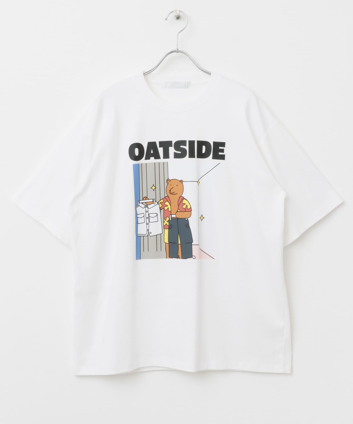 『別注』OATSIDE×SENSE OF PLACE　グラフィックショートスリーブ Tシャツ B WHITE M