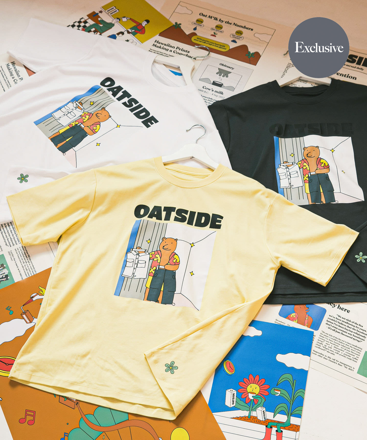 『別注』OATSIDE×SENSE OF PLACE　グラフィックショートスリーブ Tシャツ B YELLOW L