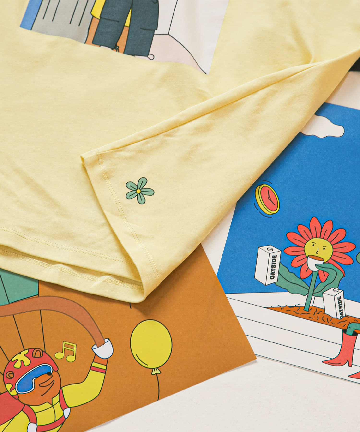 『別注』OATSIDE×SENSE OF PLACE　グラフィックショートスリーブ Tシャツ B YELLOW L