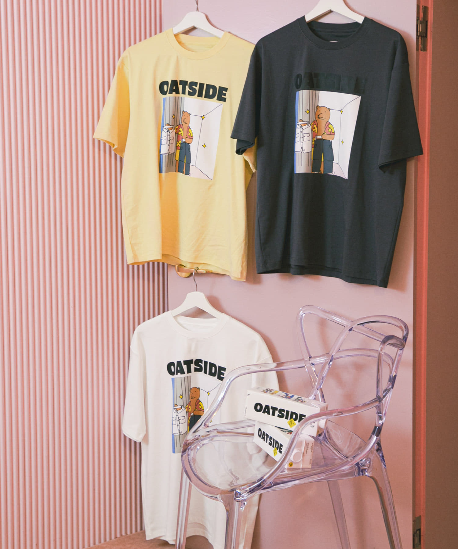『別注』OATSIDE×SENSE OF PLACE　グラフィックショートスリーブ Tシャツ B YELLOW L