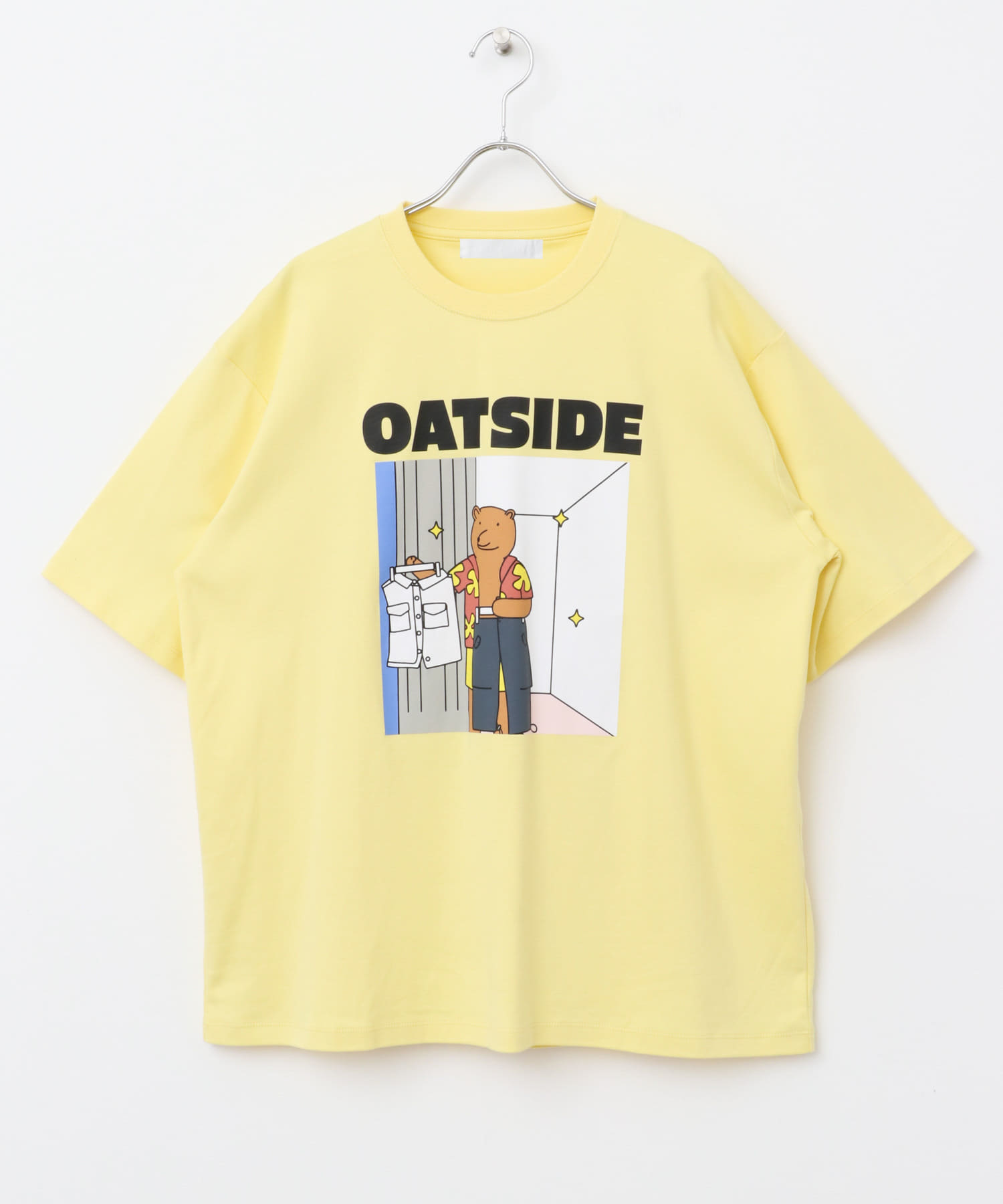 『別注』OATSIDE×SENSE OF PLACE　グラフィックショートスリーブ Tシャツ B YELLOW M