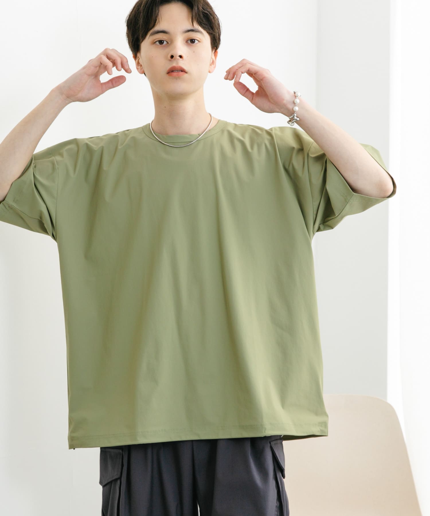 4WAYストレッチプルオーバーショートスリーブTシャツ
