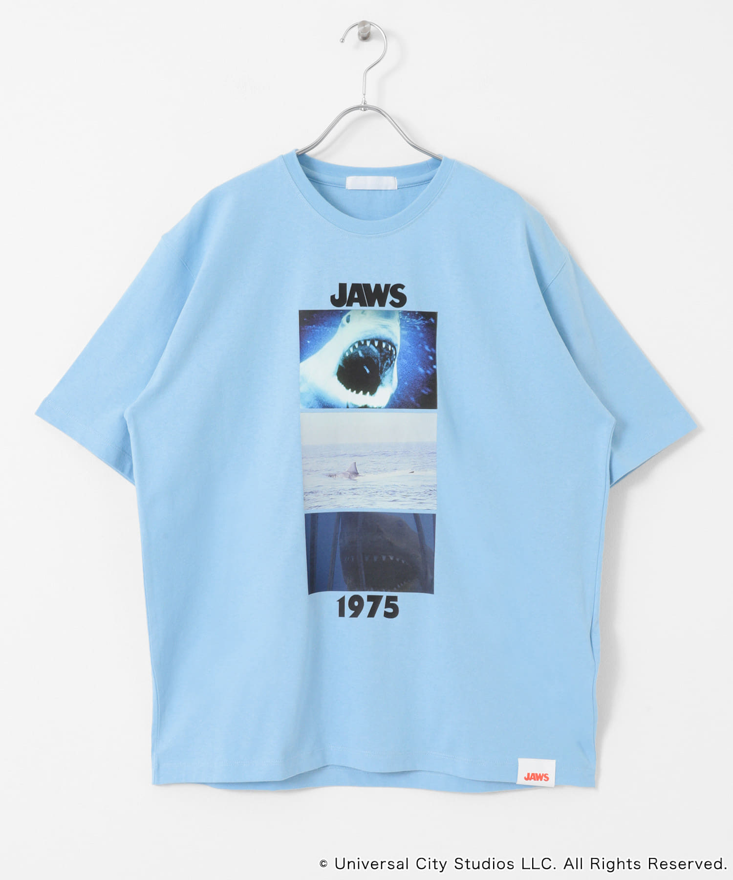 『別注』SENSE OF PLACE×JAWS　プリントT-SHIRTS/A L.BLUE M