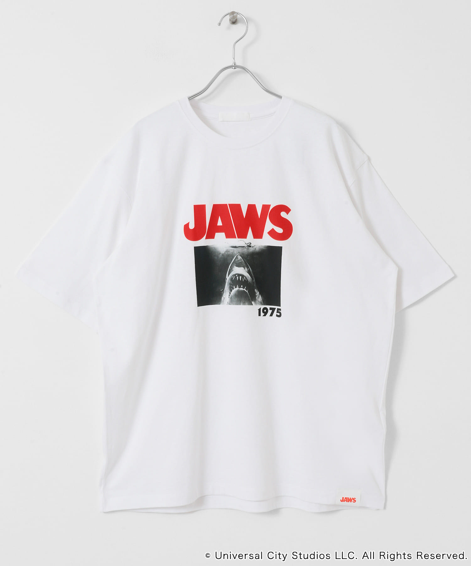 『別注』SENSE OF PLACE×JAWS　プリントT-SHIRTS/B WHITE M