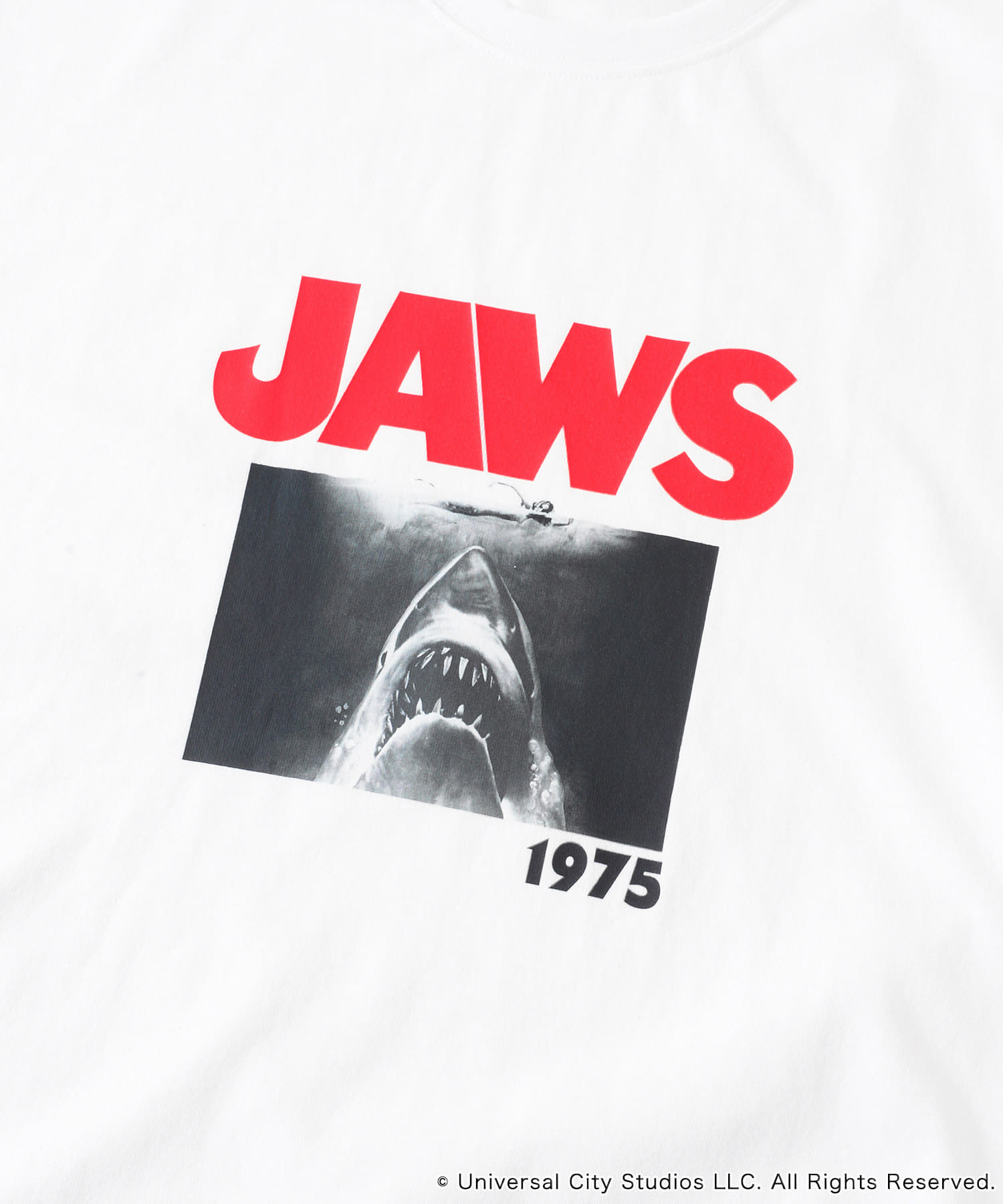 『別注』SENSE OF PLACE×JAWS　プリントT-SHIRTS/B WHITE M