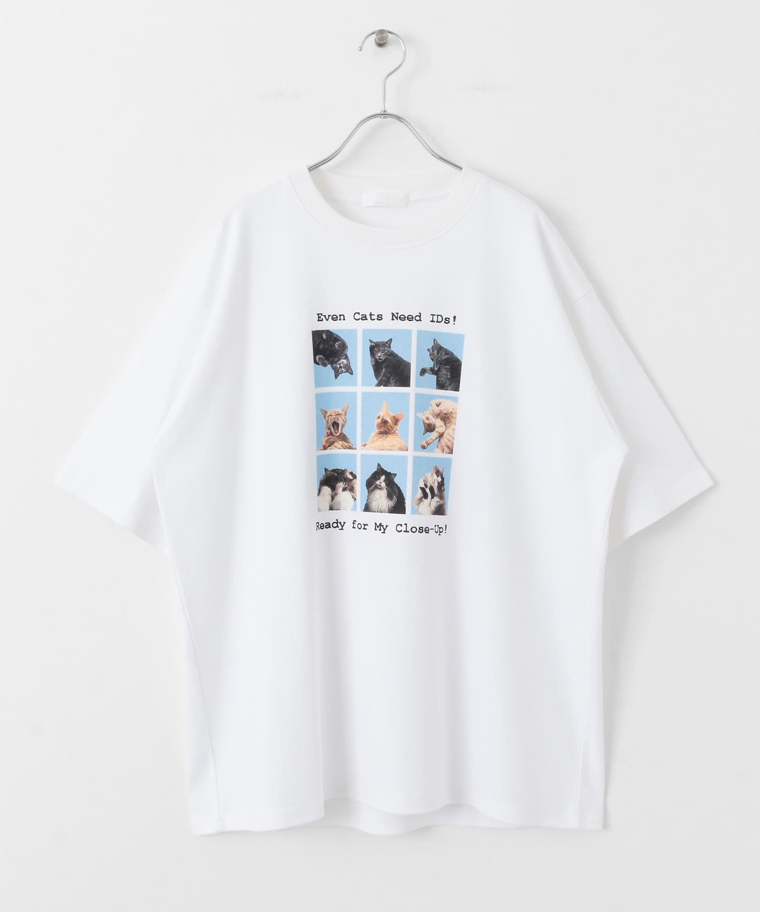 『ユニセックス』Cat graphic Short-Sleeve T-shirts WHITE M