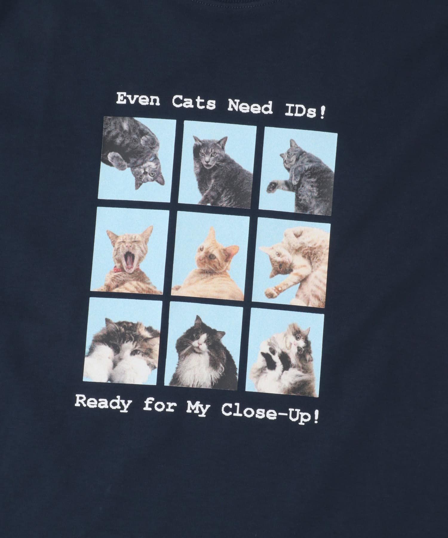 『ユニセックス』Cat graphic Short-Sleeve T-shirts NAVY M