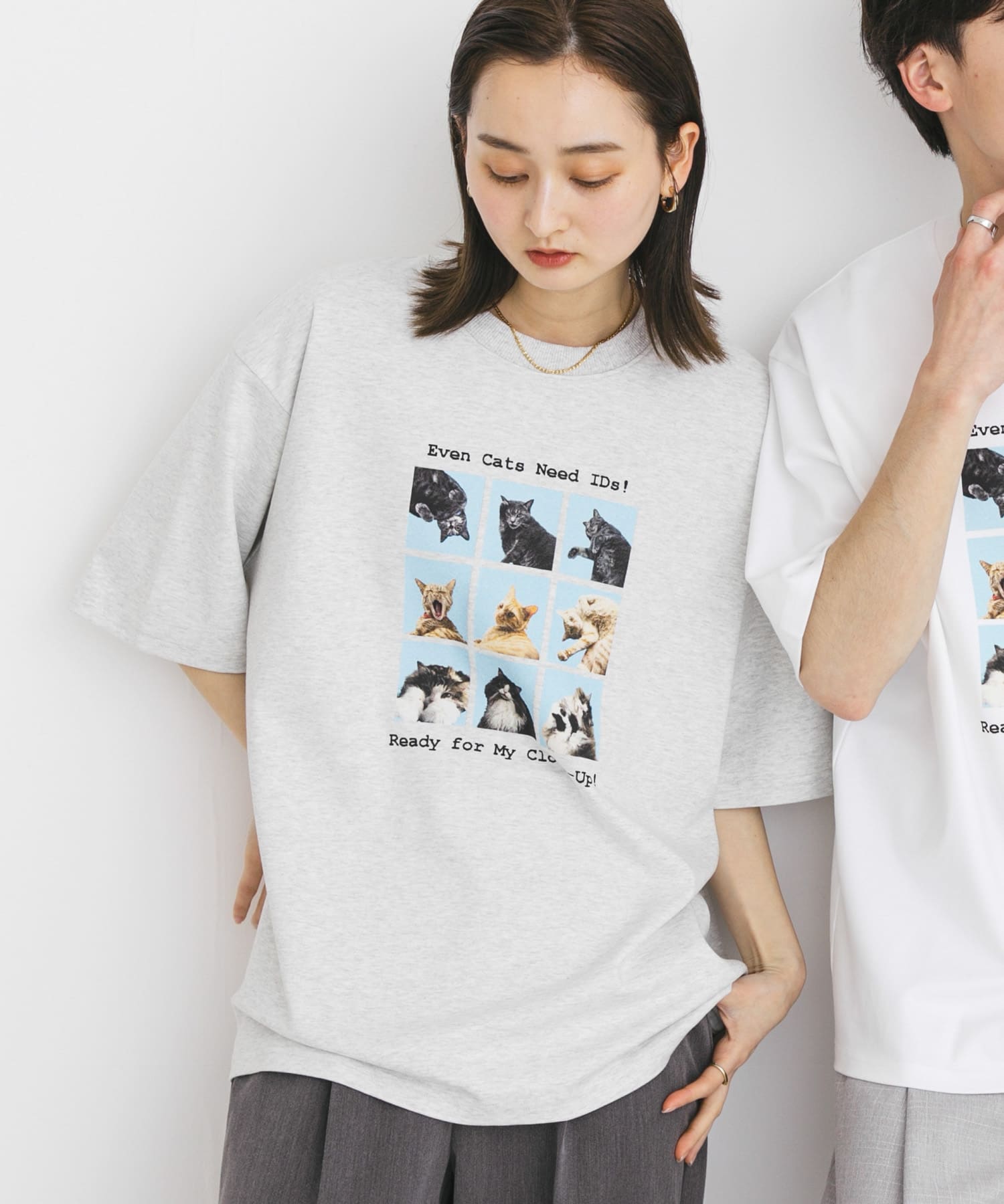 『ユニセックス』Cat graphic Short-Sleeve T-shirts