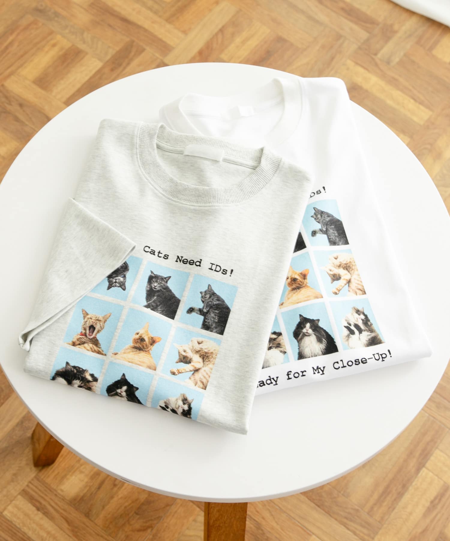 『ユニセックス』Cat graphic Short-Sleeve T-shirts GRAY L