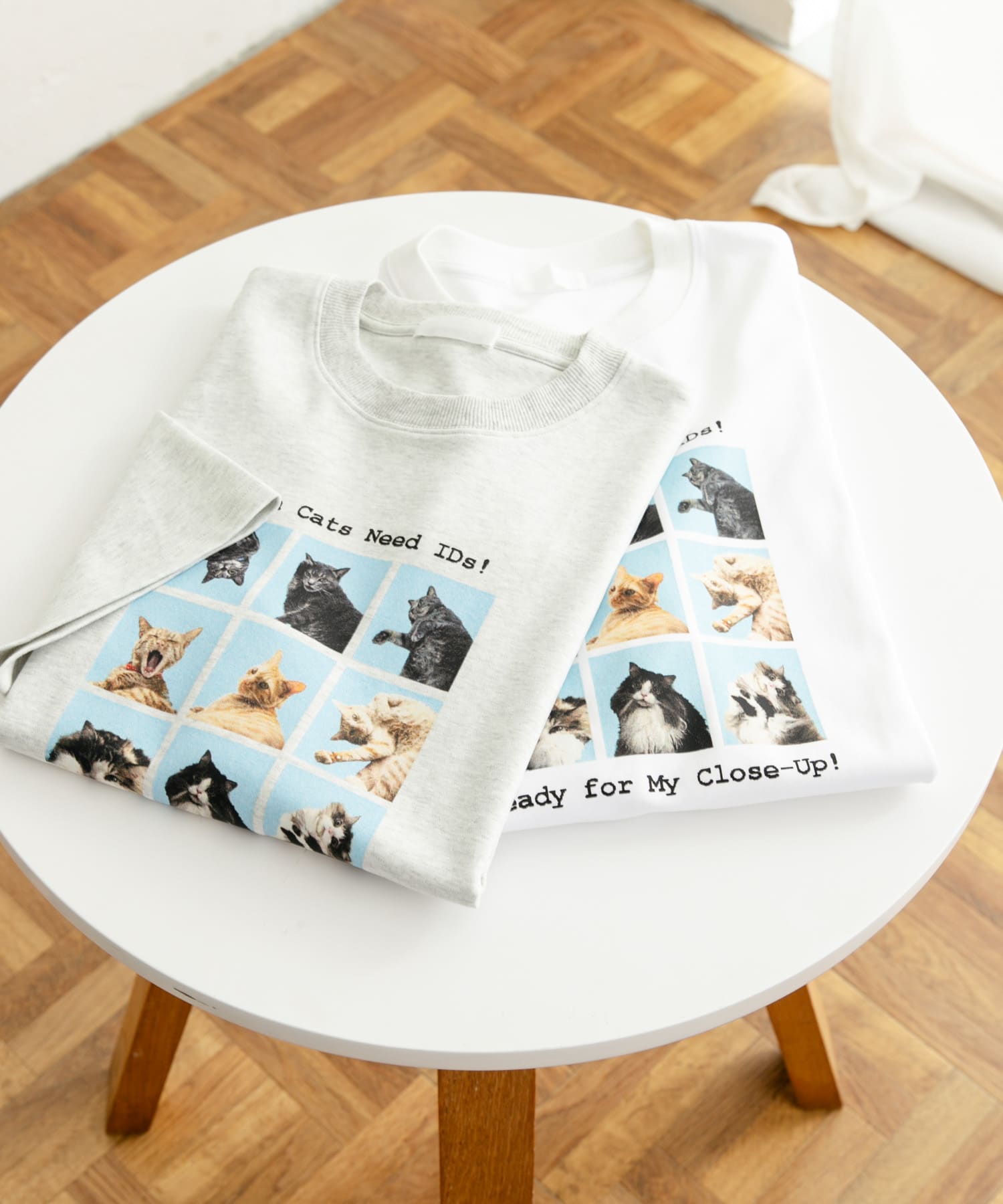 『ユニセックス』Cat graphic Short-Sleeve T-shirts GRAY L