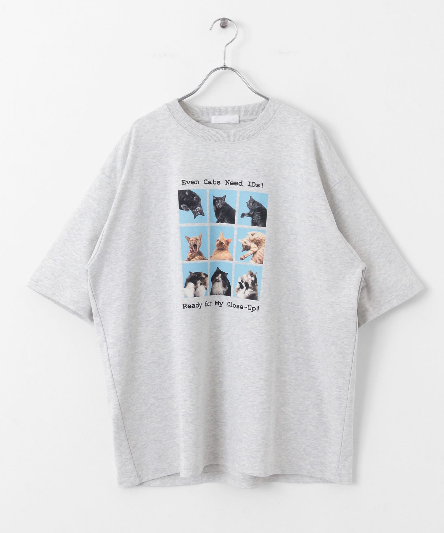 『ユニセックス』Cat graphic Short-Sleeve T-shirts GRAY M