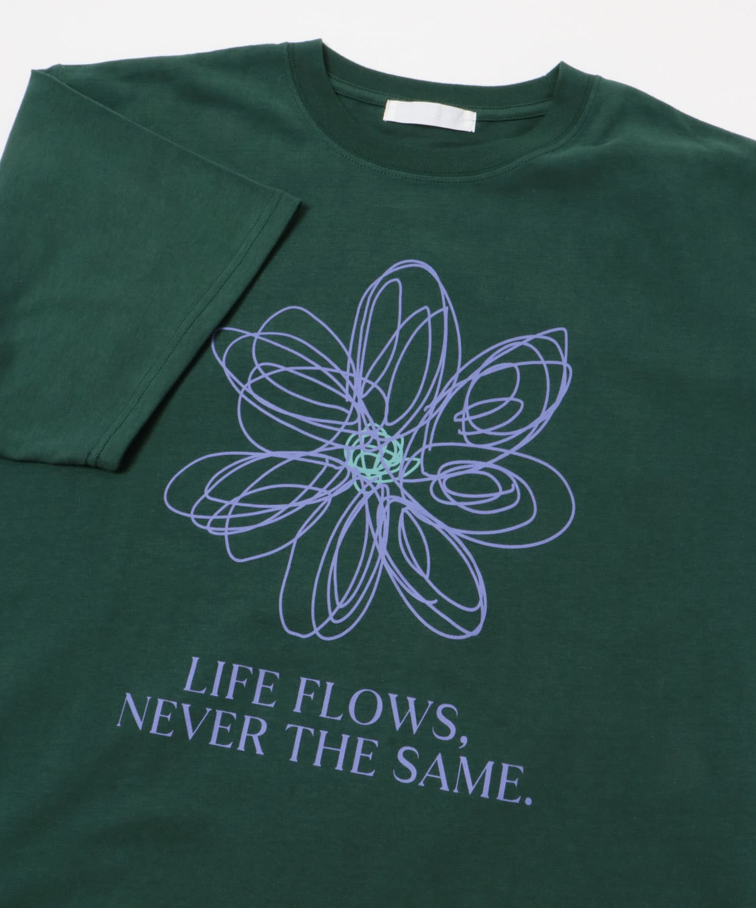 フラワーアートグラフィックショートスリーブTシャツ GREEN M