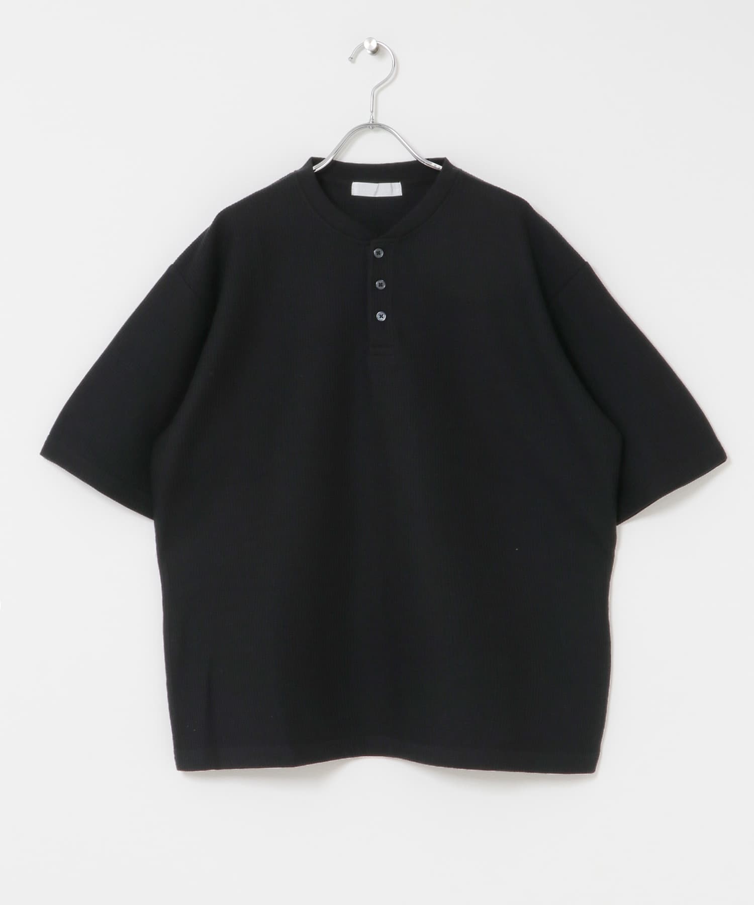 ヘンリーネックカノコプルオーバー BLACK M