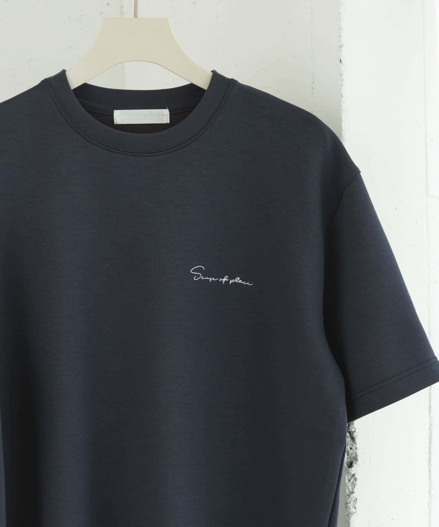 『一部WEB限定カラー』『ユニセックス』シシュウダンボールポンチショートスリーブTシャツ D.BLU×WHT L